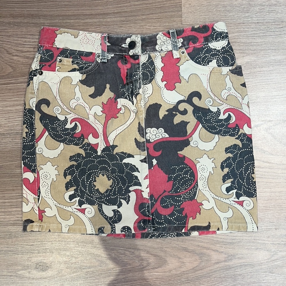Laundry Vintage Denim Skirt with Paisly Print (size 2)